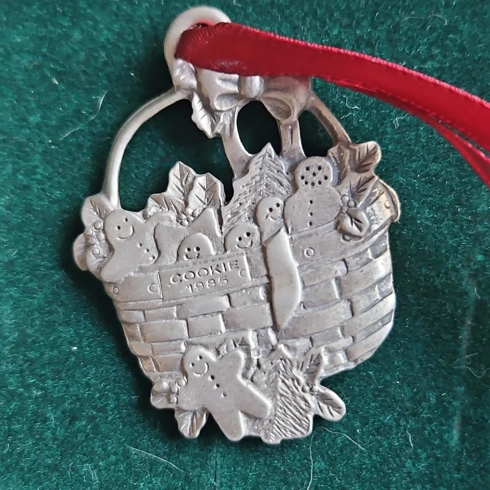 Longaberger Commemorative Pewter Basket Ornaments Set Of 4 1995 In Box EUC